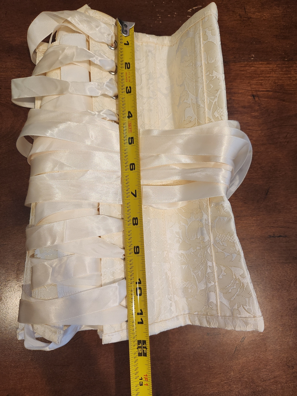 Ivory Satin Lace-Up Underbust Corset Top - Picture 9 of 9